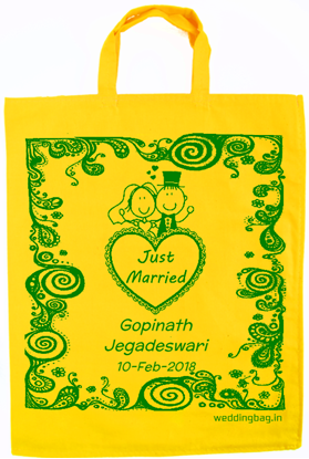 Mehandi Thirumana Thambulam Wedding Return Gift bag - Cotton - Gold Yellow