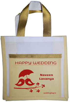 Designer Wedding Thamboolam Bag with lace - Non woven